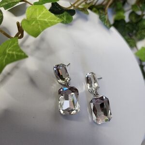 Crystal Drop Earrings - Clear Faceted Dangle